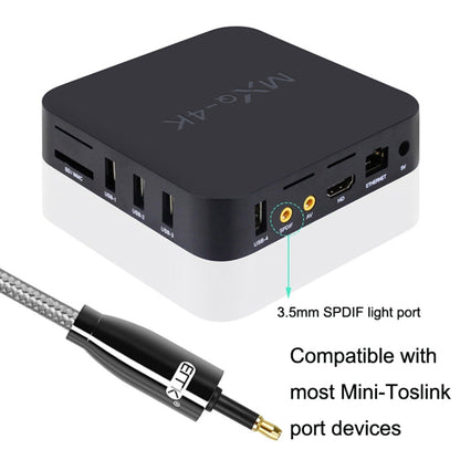 Rynx | EMK QH4.0 Mini Toslink 3.5mm Interface SPDIF Audio Optical Fiber, Length: 8m (Black)