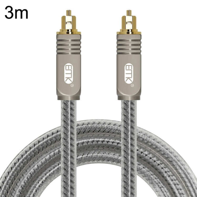Rynx | EMK YL/B Audio Digital Optical Fiber Cable Square to Square Audio Connection Cable, Length: 3m (Transparent Grey)
