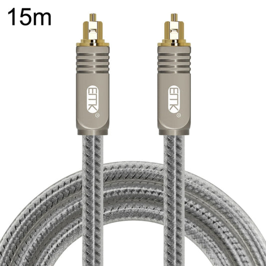 Rynx | EMK YL/B Audio Digital Optical Fiber Cable Square to Square Audio Connection Cable, Length: 15m (Transparent Grey)