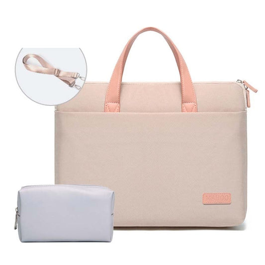 Rynx | For MacBook 13.3-14 inches MAHOO 10188 Ultra-Thin Hand Computer Bag Messenger Laptop Bag, Color: Khaki+Gray PU Power Bag