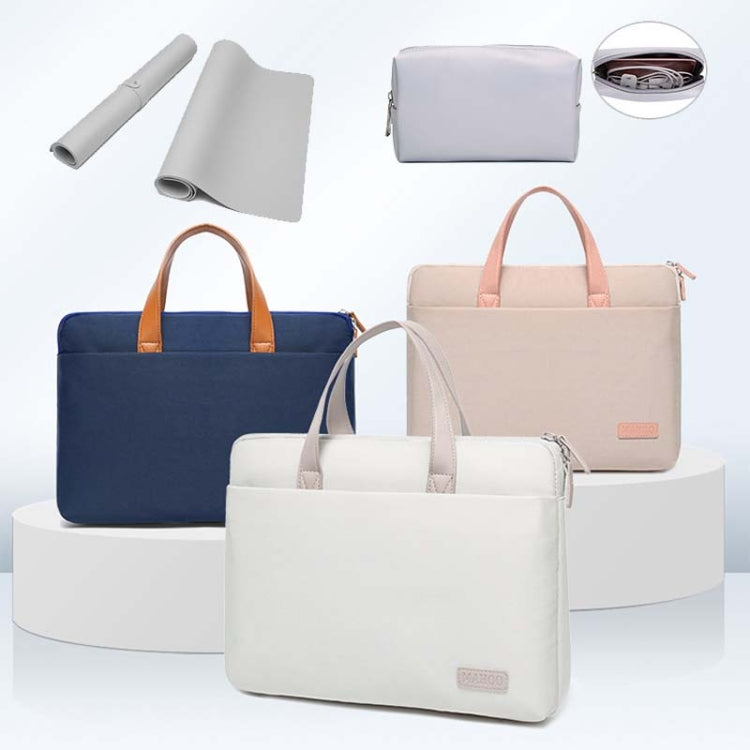 Rynx | For MacBook 13.3-14 inches MAHOO 10188 Ultra-Thin Hand Computer Bag Messenger Laptop Bag, Color: Khaki+Gray PU Power Bag