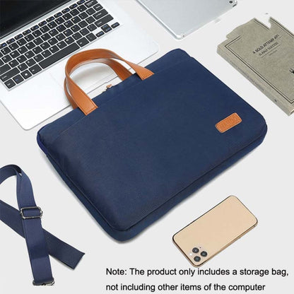 Rynx | For MacBook 13.3-14 inches MAHOO 10188 Ultra-Thin Hand Computer Bag Messenger Laptop Bag, Color: Khaki+Gray PU Power Bag