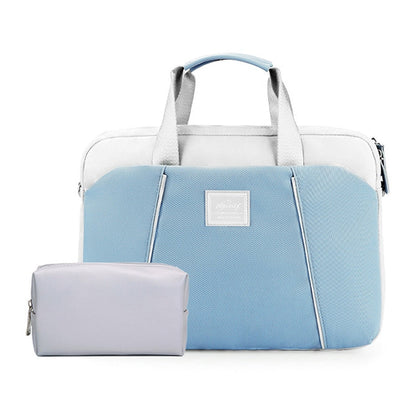 Rynx | 15.6 Inch Computer Handheld Messenger Bag for Apple MacBook / Huawei / Xiaomi / Basne (Shoulder strap light blue + gray PU power supply)