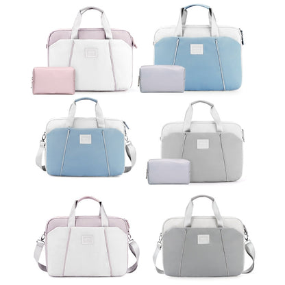 Rynx | 15.6 Inch Computer Handheld Messenger Bag for Apple MacBook / Huawei / Xiaomi / Basne (Shoulder strap light blue + gray PU power supply)