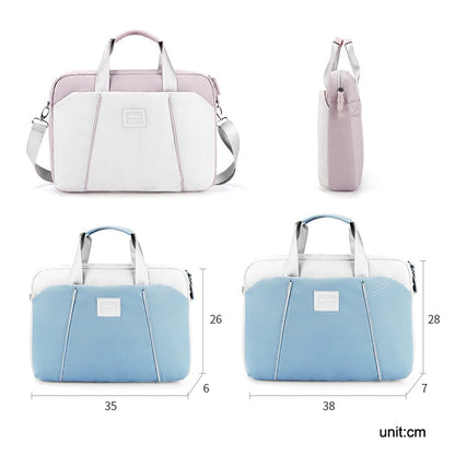 Rynx | 15.6 Inch Computer Handheld Messenger Bag for Apple MacBook / Huawei / Xiaomi / Basne (Shoulder strap light blue + gray PU power supply)
