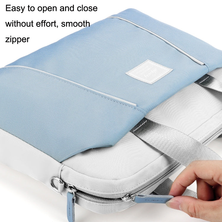 Rynx | 15.6 Inch Computer Handheld Messenger Bag for Apple MacBook / Huawei / Xiaomi / Basne (Shoulder strap light blue + gray PU power supply)