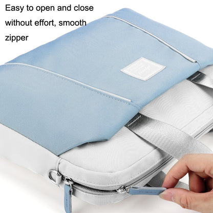 Rynx | 15.6 Inch Computer Handheld Messenger Bag for Apple MacBook / Huawei / Xiaomi / Basne (Shoulder strap light blue + gray PU power supply)