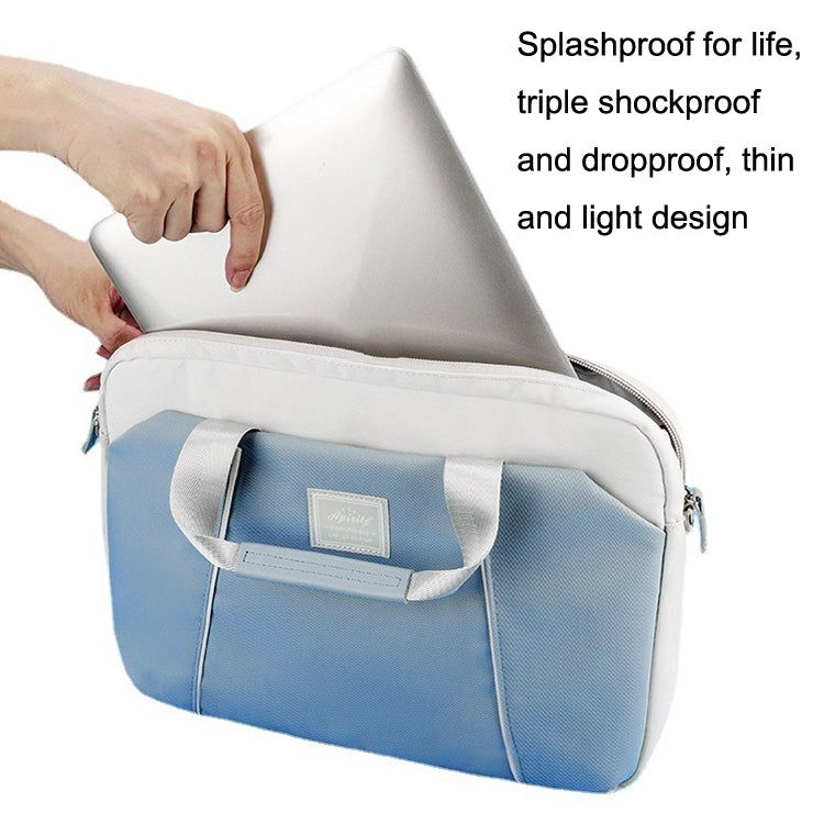 Rynx | 15.6 Inch Computer Handheld Messenger Bag for Apple MacBook / Huawei / Xiaomi / Basne (Shoulder strap light blue + gray PU power supply)