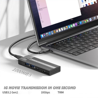 Rynx | M.2 NVME SATA SSD enclosure adapter with 4 in 1 hub USB 3.2 Gen 2 10Gbps HDD adapter support for SD/TF card reader (Black)
