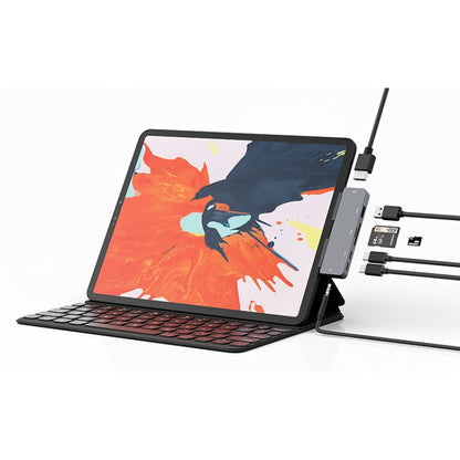 Rynx | For iPad Pro 7-in-1 HDMI 4K + 3.5 mm Audio + SD/TF + 1 USB 3.0 + USB-C/Type-C + PD USB-C Docking Station