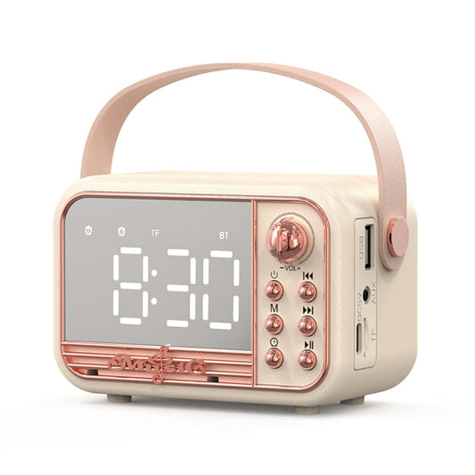 RYNX | S11 Handheld Retro Alarm Clock Bluetooth Speaker Desktop Portable Clock(Beige)