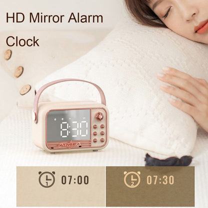 RYNX | S11 Handheld Retro Alarm Clock Bluetooth Speaker Desktop Portable Clock(Beige)