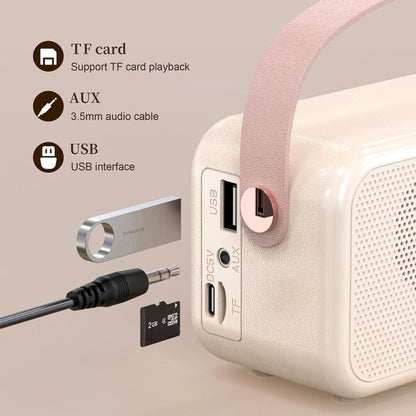 RYNX | S11 Handheld Retro Alarm Clock Bluetooth Speaker Desktop Portable Clock(Beige)