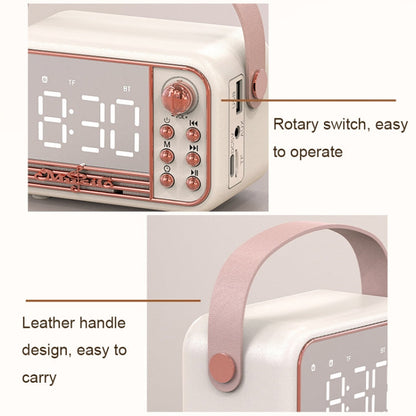 RYNX | S11 Handheld Retro Alarm Clock Bluetooth Speaker Desktop Portable Clock(Beige)