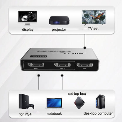 Rynx | 8K 60HZ 1.4V 2 In 1 Out DP Bidirectional Switcher (Gray)
