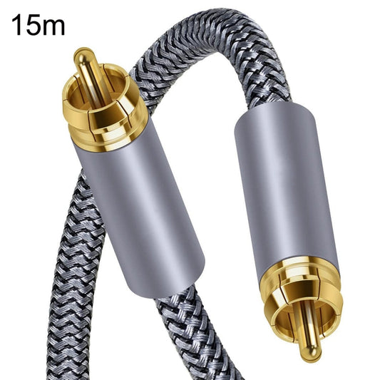 Rynx | 15m pure copper RCA coaxial HIFI digital audio cable SPDIF subwoofer speaker cable (silver gray)