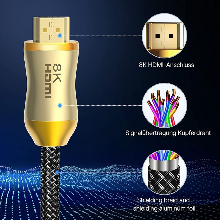 Rynx | CO-HD801 5m HDMI 2.1 Version 8K 60Hz For PS4 Cable Projector Notebook Set-Top Box Cable (Gold)