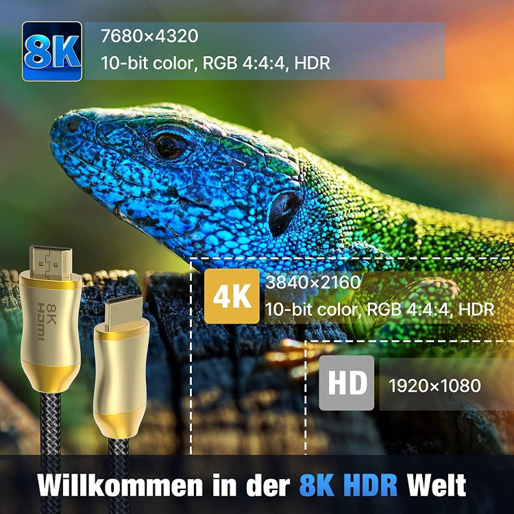 Rynx | CO-HD801 5m HDMI 2.1 Version 8K 60Hz For PS4 Cable Projector Notebook Set-Top Box Cable (Gold)
