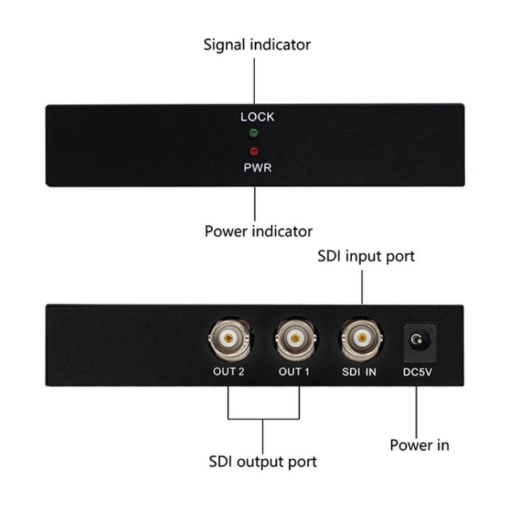 Rynx | 1 In 2 Out SD-SDI / HD-SDI / 3G-SDI Distribution Amplifier Video SDI Splitter (EU Plug)