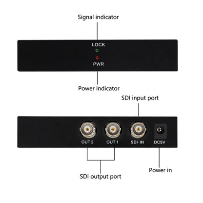 Rynx | 1 In 2 Out SD-SDI / HD-SDI / 3G-SDI Distribution Amplifier Video SDI Splitter (EU Plug)