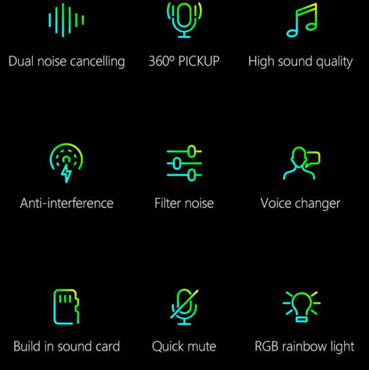 Rynx | USB Gaming Microphone Built-in Sound Card 5 Voice Switching Modes with RGB Lighting
