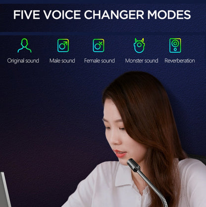 Rynx | USB Gaming Microphone Built-in Sound Card 5 Voice Switching Modes with RGB Lighting