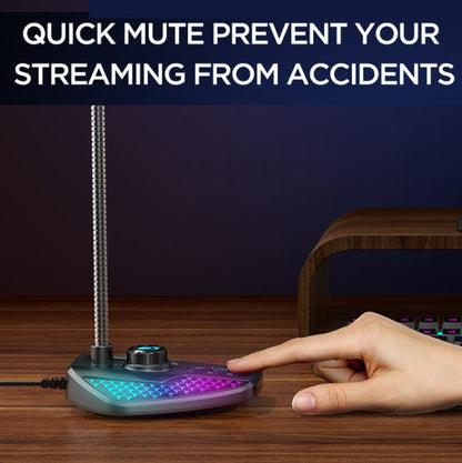 Rynx | USB Gaming Microphone Built-in Sound Card 5 Voice Switching Modes with RGB Lighting