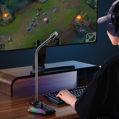 Rynx | USB Gaming Microphone Built-in Sound Card 5 Voice Switching Modes with RGB Lighting