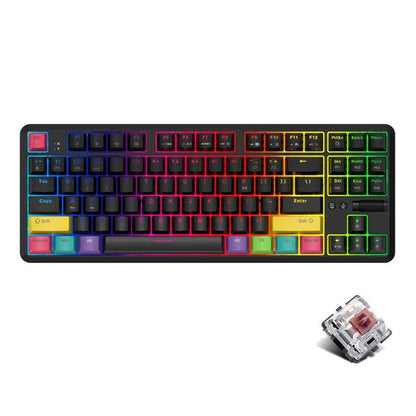 Rynx | Ajazz K870T 87-Key Hot Swap Bluetooth/Wired Dual Mode RGB Backlight Office Gaming Mechanical Keyboard Tea Shaft (Black)