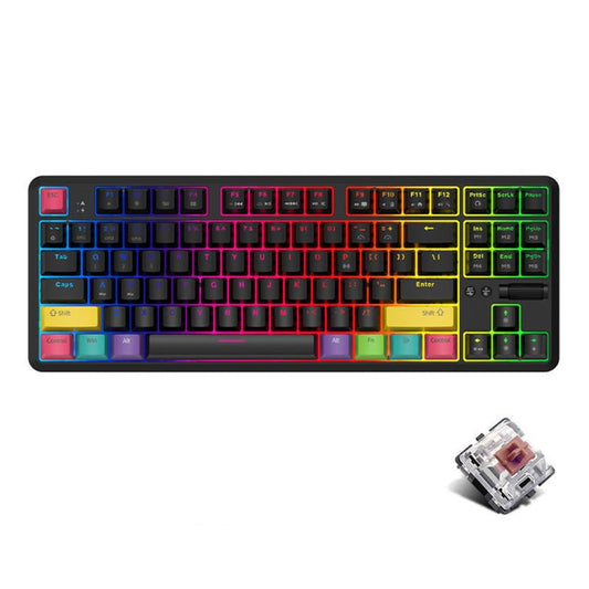 Rynx | Ajazz K870T 87-Key Hot Swap Bluetooth/Wired Dual Mode RGB Backlight Office Gaming Mechanical Keyboard Tea Shaft (Black)