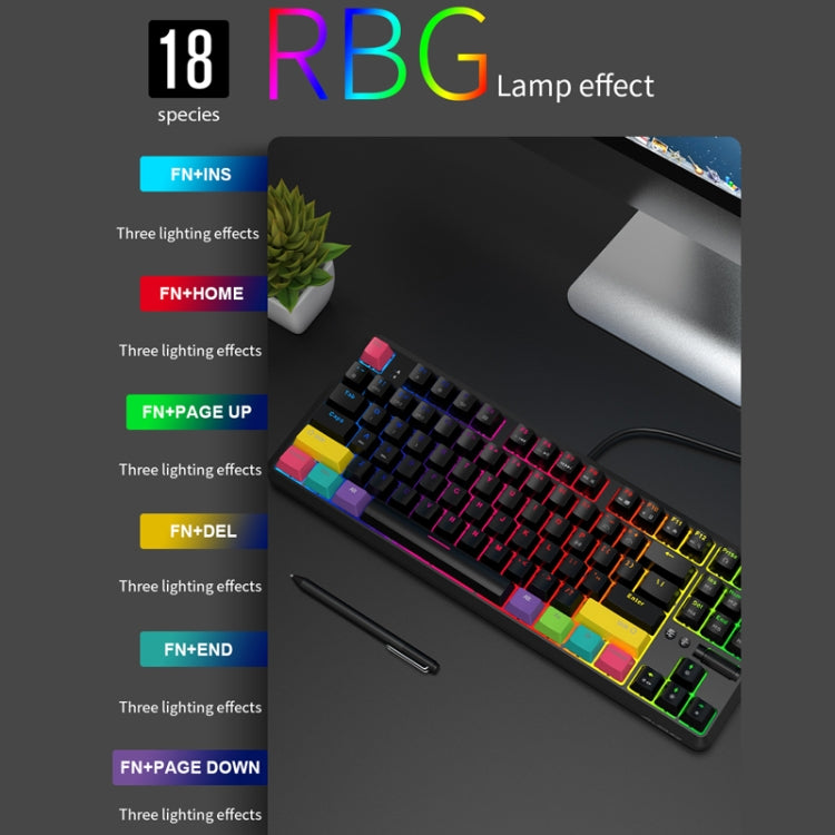 Rynx | Ajazz K870T 87-Key Hot Swap Bluetooth/Wired Dual Mode RGB Backlight Office Gaming Mechanical Keyboard Tea Shaft (Black)