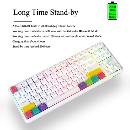Rynx | Ajazz K870T 87-Key Hot Swap Bluetooth/Wired Dual Mode RGB Backlit Office Gaming Mechanical Keyboard Red Switch (Black)