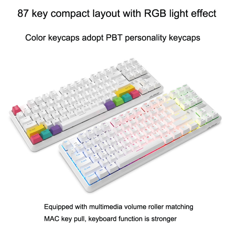 Rynx | Ajazz K870T 87-Key Hot Swap Bluetooth/Wired Dual Mode RGB Backlight Office Gaming Mechanical Keyboard Green Switch (Black)