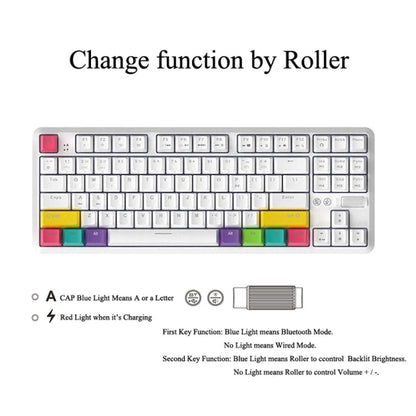 Rynx | Ajazz K870T 87-Key Hot Swap Bluetooth/Wired Dual Mode RGB Backlight Office Gaming Mechanical Keyboard Green Switch (Black)