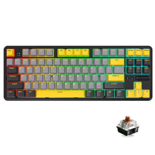 Rynx | Ajazz K870T Pro 87 Keys Three Modes Wireless/Bluetooth/Wired Pluggable RGB Mechanical Keyboard Tea Shaft (Black)