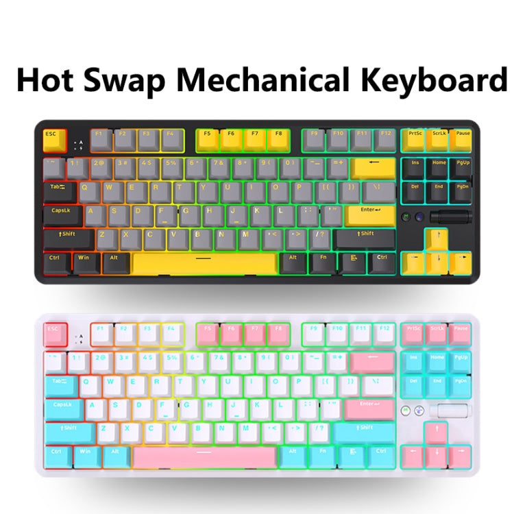 Rynx | Ajazz K870T Pro 87 Keys Three Modes Wireless/Bluetooth/Wired RGB Mechanical Keyboard Green Shaft (Black)