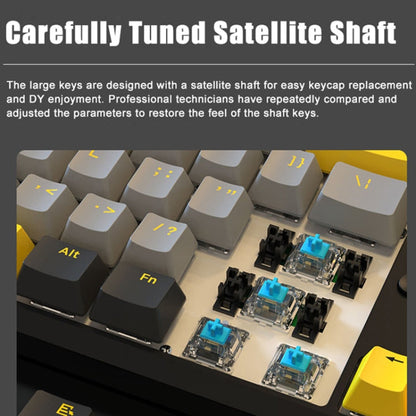 Rynx | Ajazz K870T Pro 87 Keys Three Modes Wireless/Bluetooth/Wired Pluggable RGB Mechanical Keyboard Tea Shaft (Black)