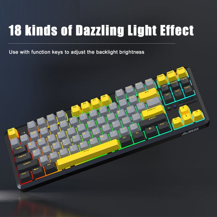 Rynx | Ajazz K870T Pro 87 Keys Three-Mode Wireless/Bluetooth/Wired Pluggable RGB Mechanical Keyboard Red Shaft (Black)