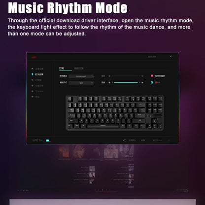 Rynx | Ajazz K870T Pro 87 Keys Three-Mode Wireless/Bluetooth/Wired Pluggable RGB Mechanical Keyboard Red Shaft (Black)