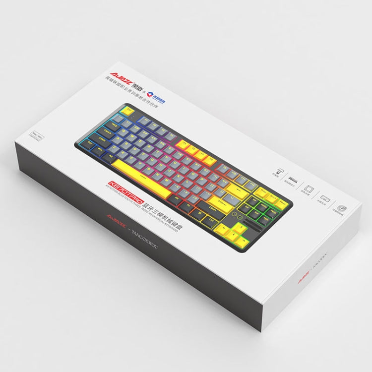 Rynx | Ajazz K870T Pro 87 Keys Three-Mode Wireless/Bluetooth/Wired Pluggable RGB Mechanical Keyboard Red Shaft (Black)