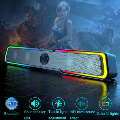 Rynx | Wired Version DHE6002S RGB Lights HiFi Sound Effect Computer Audio Desktop Long Strip Speaker