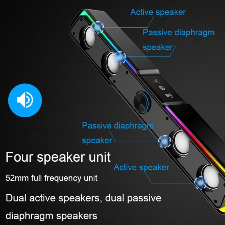 Rynx | Wired Version DHE6002S RGB Lights HiFi Sound Effect Computer Audio Desktop Long Strip Speaker