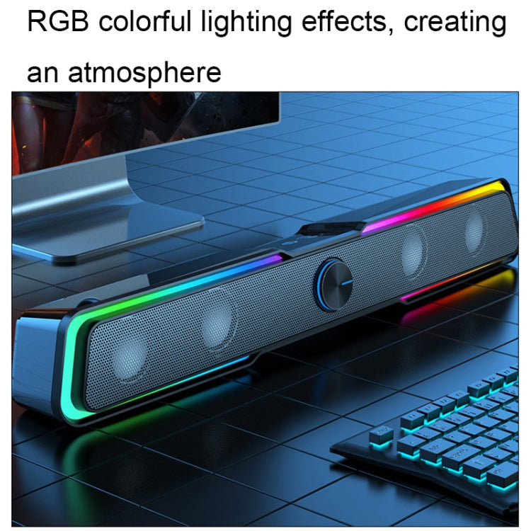 Rynx | Wired Version DHE6002S RGB Lights HiFi Sound Effect Computer Audio Desktop Long Strip Speaker
