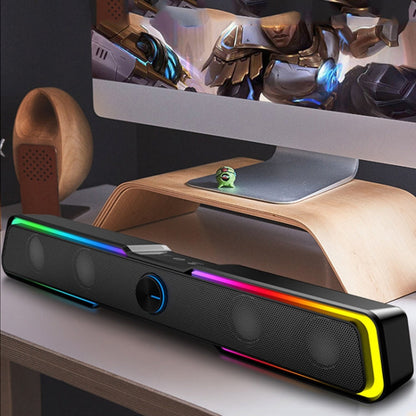 Rynx | Wired Version DHE6002S RGB Lights HiFi Sound Effect Computer Audio Desktop Long Strip Speaker