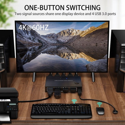 Rynx | KC-KVM201A 2 In 1 Out 4K 60HZ HDMI KVM Switching USB3.0 Split Computer Form Printer U Disk(Black)
