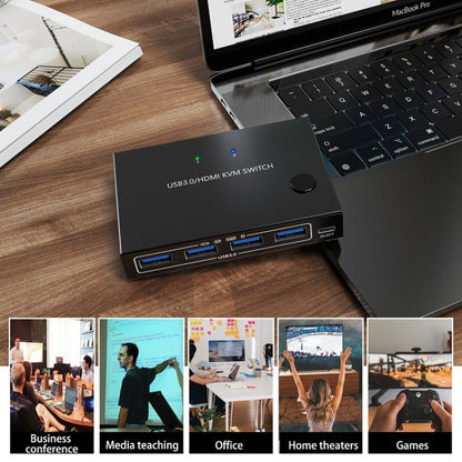 Rynx | KC-KVM201A 2 In 1 Out 4K 60HZ HDMI KVM Switching USB3.0 Split Computer Form Printer U Disk(Black)