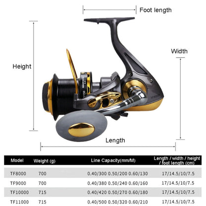Rynx | TF9000 Long-distance Casting Reel Large Gapless Sea Rod Fishing Reel Spinning Reel