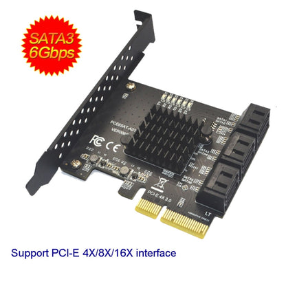 Rynx | PCIE 4X to 6 Port SATA 3.0 Adapter Expansion Card ASMedia ASM1166 Converter
