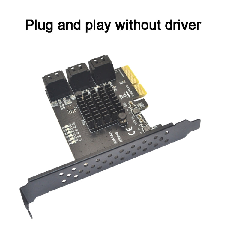 Rynx | PCIE 4X to 6 Port SATA 3.0 Adapter Expansion Card ASMedia ASM1166 Converter