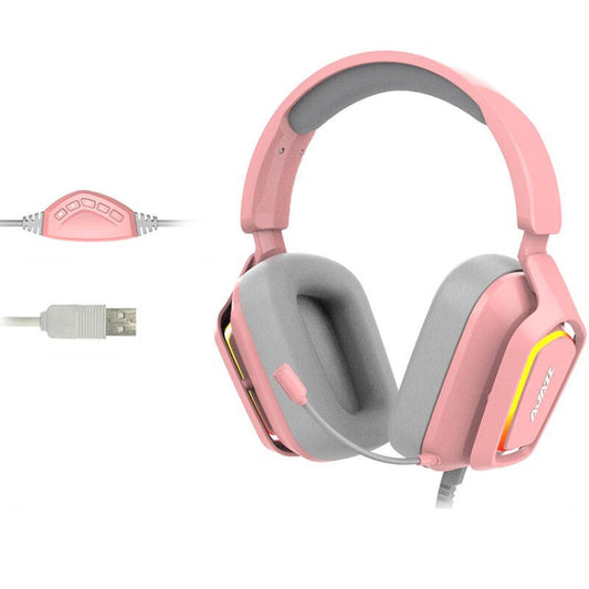 Rynx | Ajazz AX368 Computer Game Audio Recognition RGB Headset 7.1 Channel Version (Pink)
